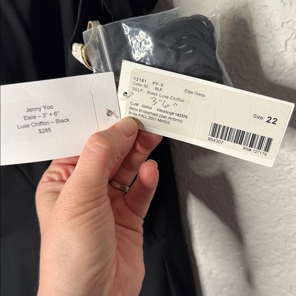 Jenny Yoo Elsie Black Chiffon Dress Size 22 Formal Bridesmaid Wedding Plus Ball - Picture 6 of 12